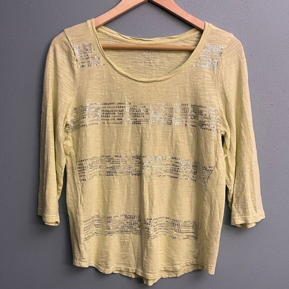Chico’s Sequin Stripe Top - Picture 1 of 3
